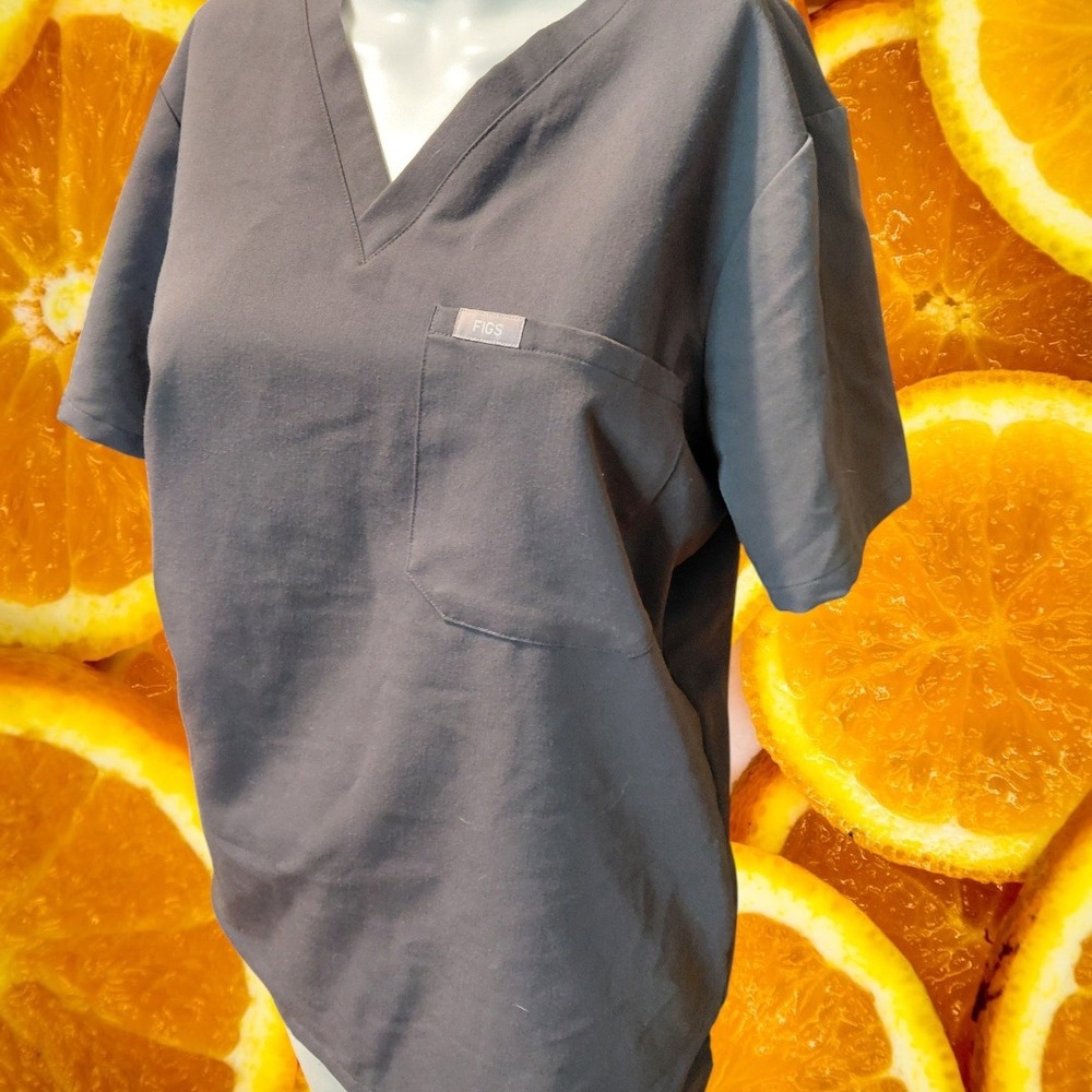 FIGS Catarina Scrub Top Technical Collection Gray Women's Size M